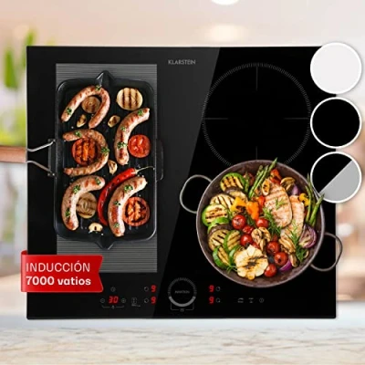 Imagen de Klarstein Placa Induccion Eléctrica 7000W, Vitrocerámica Inducción de 4 Fuegos, Placas Cocción Sobremesa, Control Táctil, Inducción, Eléctricas para Cocinar