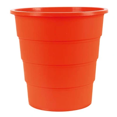 Imagen de Office Products Model 19054621 07 Cubo de basura (16 L, plástico, redondo, para oficina, cocina, 1 unidad), color naranja, elegante y práctico, estable, dimensiones: 30,8 x 31 cm