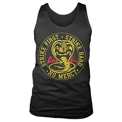 Imagen de Cobra Kai Licenciado Oficialmente Round Patch Camiseta sin Mangas Vest (Negro), Large