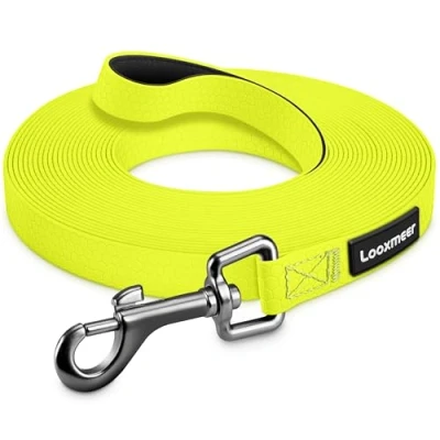 Imagen de Looxmeer Correa Perro Adiestramiento 3 m/ 5m/ 7m/ 10m/ 15m/ 20m/ 25m/ 30m Larga Poliéster, Cuerda Impermeable, para Camping Paseo, Amarillo
