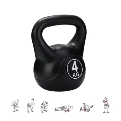 Imagen de MAGIC SELECT Pesa Rusa de 4kg. Kettlebell Hormigón con Mango Ergonómico. Mancuerna para Entrenamiento Muscular en Casa y Gimnasio.