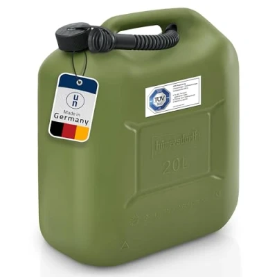 Imagen de Hünersdorff Bidón para carburante (UN) 20 L, PEAD Verde oliva, homologación UN, accesorios negros
