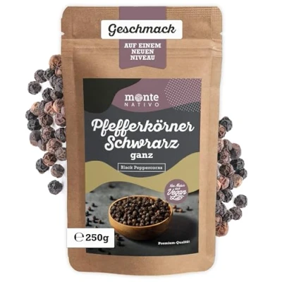 Imagen de Pimienta negra en Granos Monte Nativo (250g) entera Especias secas y aromáticas ideales para cocinar condimentar
