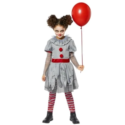 Imagen de amscan 9914922 disfraz de payaso malo, Halloween para niñas 6 a 8 años