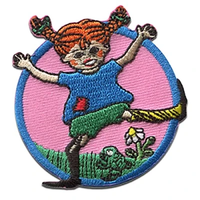 Imagen de Pippi Långstrump Bailes Flor Parches Termoadhesivos Bordados Aplique Para Ropa, Tamaño: 6 x 6,2 cm