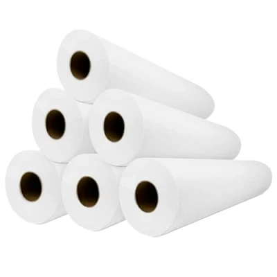 Imagen de Papel Camilla Fiselina Extrasuave Precortado a 40 cm Rollos de Fabricados en Poliéster y Celulosa (Blanco, 6 Rollos)
