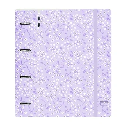 Imagen de SAFTA Carpeblock con 4 Anillas de 35 mm, Recambio, 100 Hojas A4, Ideal para Niños Diferentes Edades, Cómoda y Versátil, Calidad Resistencia, 27x4x32 cmMorado claro estampado