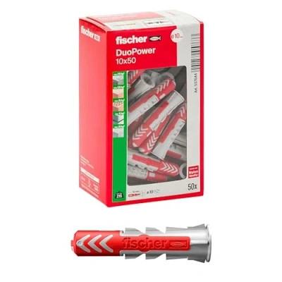 Imagen de Fischer 50x tasselli duopower, 10 x 50 mm, per muro pieno, mattone forato, cartongesso, 537644