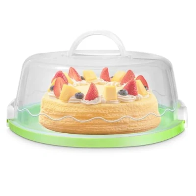 Imagen de Azyvum Porta Tartas, Cajas para Tartas con Tapa 10 pulgadas Portátil Redondo Base de Lados Transportar Postres Frutas(30.5 * 25 12 cm)