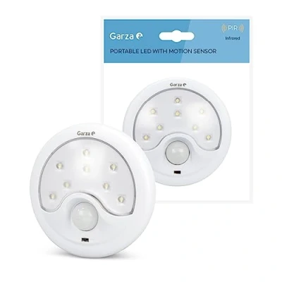 Imagen de Garza Power Detector de Movimiento Infrarrojos con Luz LED Quitamiedos, sistema Portátil, ángulo Detección 120º, color Blanco