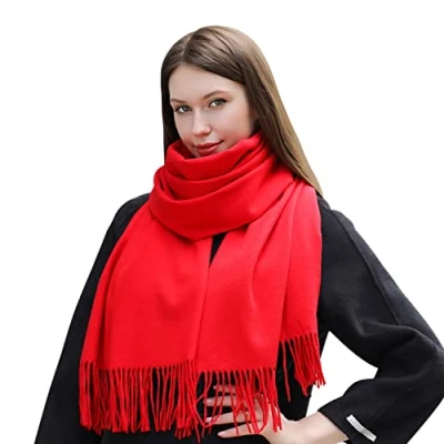 Imagen de MASADA Bufanda de invierno para mujer cálida y suave XXL 200 x 70 cm Rojo