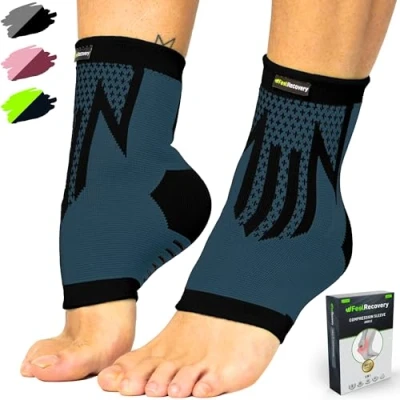 Imagen de 2 Tobilleras Deportivas de Compresión Hombre/Mujer Estabilizadoras para Esguinces Tobillo, Fascitis Plantar, Running y Fútbol Transpirable Antideslizante (Negro, Small)