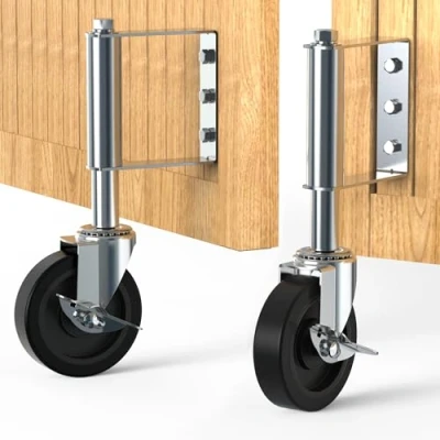 Imagen de HOLKIE rueda de puerta resistente 100 mm con muelle para ruote giratoria portón madera y valla capacidad kg Plata (2 piezas)