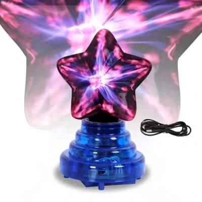 Imagen de Comely Bola de plasma 4W, Lámpara Estrella 11x10x17 cm con Control Táctil y Sonoro, ball luz Roja USB para Dormitorio Salón