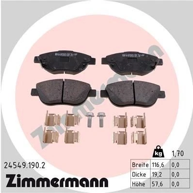 Imagen de ZIMMERMANN 24549.190.2 Juego de pastillas freno OPEL: Corsa D Hatchback, FIAT: 500L