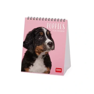 Imagen de Legami calendario de mesa 2026, Puppies, escritorio, 12 meses y planificador anual, en 6 idiomas, signos del zodiaco, fiestas internacionales, x 14,5 cm