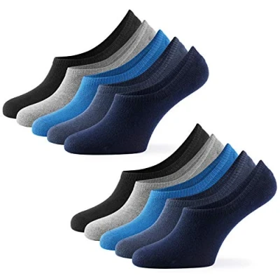 Imagen de Mat &amp; Vic’s Calcetines Cortos par Hombre y Mujer Invisibles Respirable tobilleros Algodón Antideslizantes,Certificado Oeko Tex 100 (10 pares, Jeans Colors, UK 12 15 / EU 47 50)