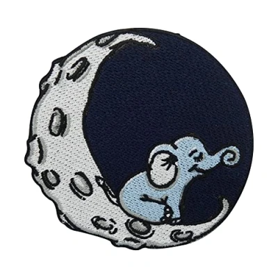 Imagen de Finally Home Parche termoadhesivo con diseño de elefante en la luna Parches espaciales para planchar,