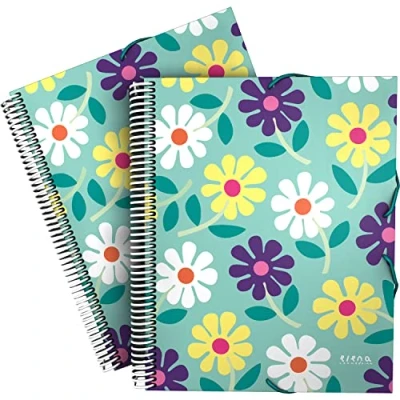Imagen de Grafoplás Carpeta Fundas Plástico A4 30 Forros Transparentes con Espiral Incluye Sobre Cierre Tapas Flexibles Flowers, Elena Corredoira