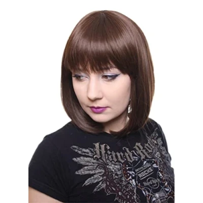 Imagen de Prettyland c1467 lisa natural mate BOB peluca tonos marrón mediano a corto de pelo largo Brown