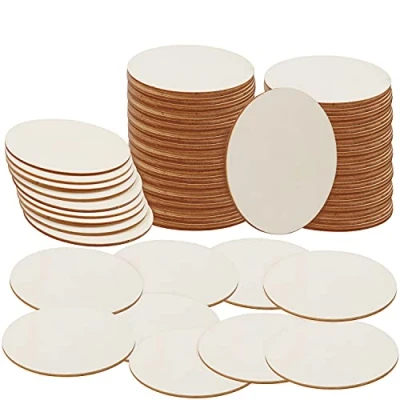 Imagen de Belle Vous Pack de 100 Discos Madera Sin Acabado 10 cm con 2 mm Grosor Rodajas Natural en Blanco Circulo para Manualidades, Posavasos, Adornos del Hogar