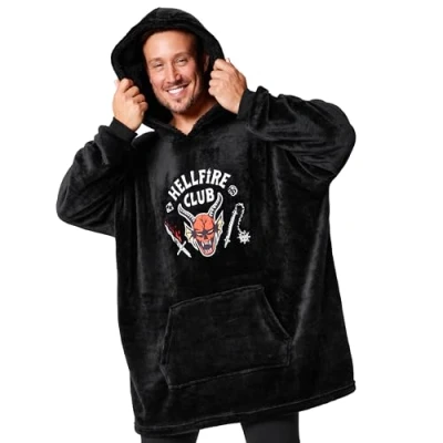 Imagen de Stranger Things Sudadera Hombre Manta con Capucha de Forro Polar, Talla Única, Oversize Regalos