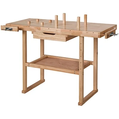 Imagen de TecTake Banco de Trabajo Madera con Tornillos Varios Modelos (Número 400915 (117x47.5x83cm))