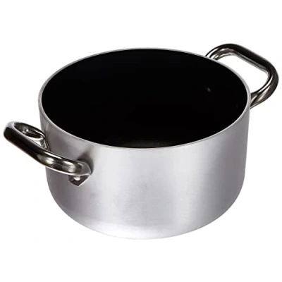 Imagen de Ollas Agnelli Platinum Cacerola Alta de Aluminio, con 2 Asas en Acero Inoxidable, Plata, 18 litros