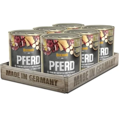 Imagen de Belcando Super Premium Lata [6x800g Caballo con Patata y chirivía] Comida húmeda para Perros Alimento Completo de Todas Las Razas