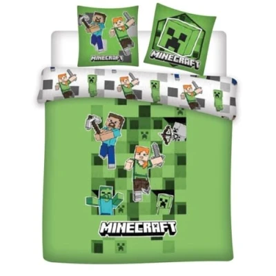 Imagen de Juego de cama doble Minecraft para 2 personas, funda nórdica 240 x 220 cm y fundas almohada 65 cm, polialgodón