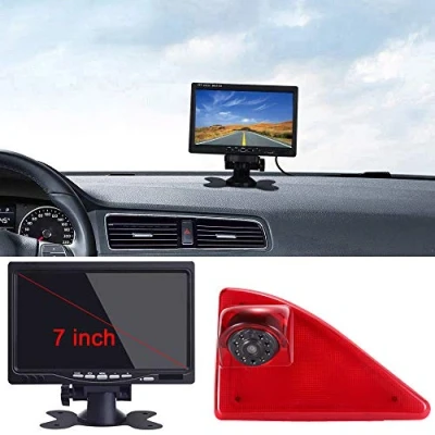 Imagen de Tercero montado en el Techo Alta lámpara Freno luz Trasera cámara Puede Ajustar ángulo de visión Nocturna Infrarrojos para Opel/Vauxhall Movano/Renault Master/NV400+ Monitor 7 Pulgadas