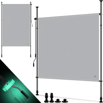 Imagen de KESSER® toldo Vertical Exterior 100 x 310 cm, Extensible y Opaco, con manivela sin Agujeros, protección Visual Cortavientos para jardín terraza, Resistente al Agua, Color Gris
