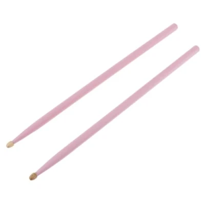 Imagen de Origlam 40cm Baquetas 5A de madera arce, antideslizantes, punta para niños, estudiantes y adultos (color rosa).