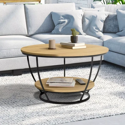 Imagen de Mesa de centro redonda con doble tablero IDMarket