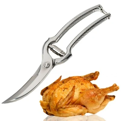 Imagen de Westmark Set para aves de corral, 3 unidades, 1 Tijeras corral con mecanismo resorte, aguja + cordel cocina 60 m, Acero inoxidable/poliéster, Classic, Plata/Blanco, 137122E6