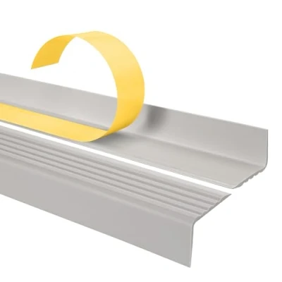 Imagen de Quest Perfil autoadhesivo para bordes de escaleras 40x25mm ND Protector antideslizante PVC Gris claro, 80cm