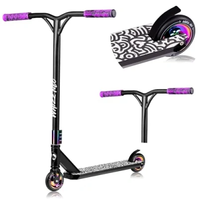 Imagen de LIONELO Whizz Neo patinetes para niños, Stunt Scooter, de Acrobacias, Freestyle, Ruedas 110 mm, Ligero, Freno Guardabarros Trasero, Cubierta Aluminio, Manillar Tubo en T Ancho
