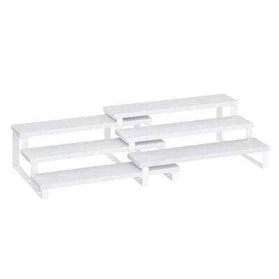 Imagen de SONGMICS Estante para Especias, Juego de 2 Estantes Armario, Especiero Extensible 3 Niveles, Madera Ingeniería, Apilable, Despensa, Encimera, Blanco Nieve y Nube KCS116W01