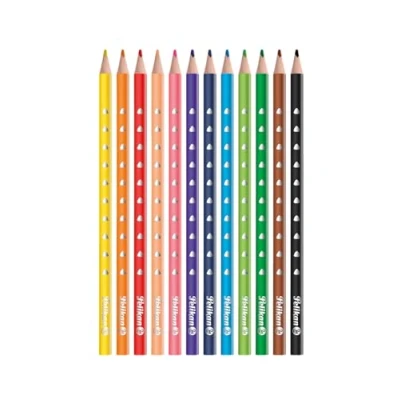 Imagen de Pelikan Silverino, Lápices de Colores Forma Triangular con Agarre Ergonómico Para Niños, Intensos y Lavables, Estuche 12