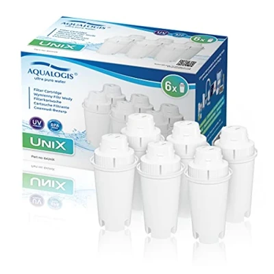 Imagen de Aqualogis UniX Cartucho de filtro agua compatible con Brita Classic, Dafi, PearlCo, Mavea 107007, AquaOptima RUF916 Jarra (6 unidades)
