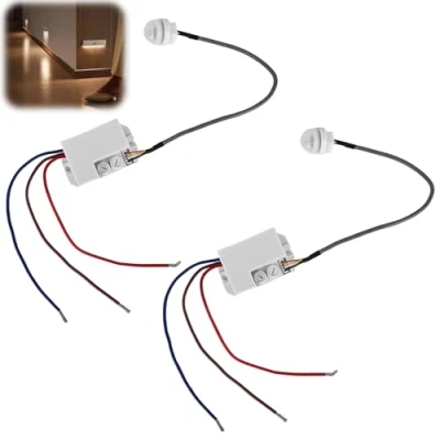 Imagen de 2 unidades Mini detector de movimiento 220 V: IP65 infrarrojo empotrado, interruptor automático sensor con crepuscular para interiores y exteriores,