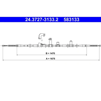 Imagen de ATE 24.3727 3133.2 Cable de Freno Mano 1675