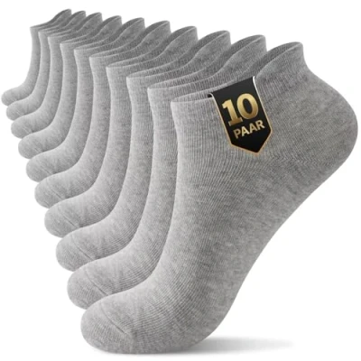 Imagen de YouShow 10 Pares Calcetines Cortos Hombre, Calcetine Tobilleros Mujer Algodón, Deportivos Transpirable Unisex Gris Talla 39 42