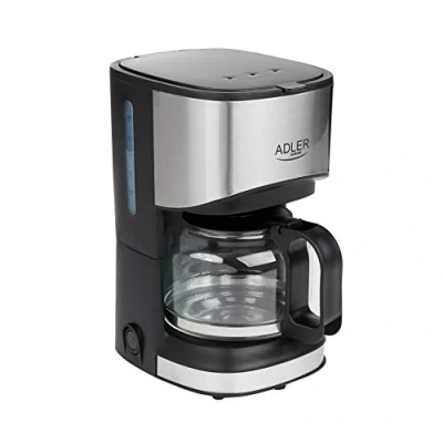 Imagen de Adler AD4407 Cafetera Eléctrica de Goteo Automática, Bloqueo Goteo, Máquina Café Filtro Capacidad 6 Tazas, 0,7 Litros, Función Mantenedora Calor, 550 W, Negro/Inox