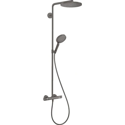 Imagen de Hansgrohe Raindance Select S Sistema de ducha con termostato 240 1 tipo chorro PowderRain, cromo negro cepillado, 27633340