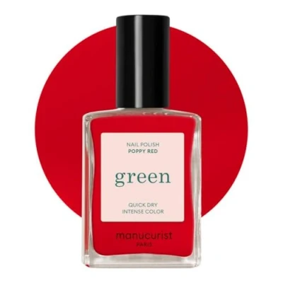 Imagen de MANUCURIST Green Esmalte de Uñas Rojo Poppy Red Pintauñas Clásico 9 Free vegano y orgánico (83%) Manicura profesional 15 ml (POPPY RED)