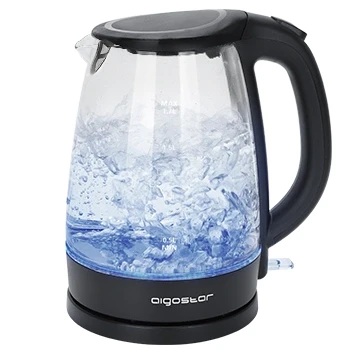Imagen de Aigostar Adam 30GOM Hervidor de Agua Eléctrico Cristal, Hervidores con Iluminación Led, 1,7 L, 2200W, Libre BPA y Sistema Protección Contra la Ebullición en Seco, Base 360º