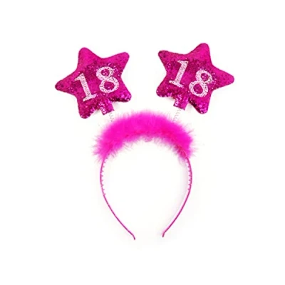 Imagen de PartyDeco OP18 KARTON Diadema de cumpleaños, 18 años, con Plumas y Estrellas, para niña