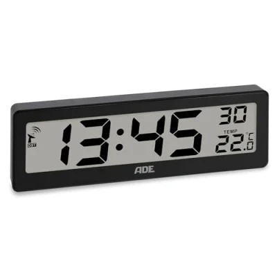 Imagen de ADE Reloj Digital radiocontrolado con indicador de Temperatura dígitos Muy Grandes Pantalla fácil Lectura Negro