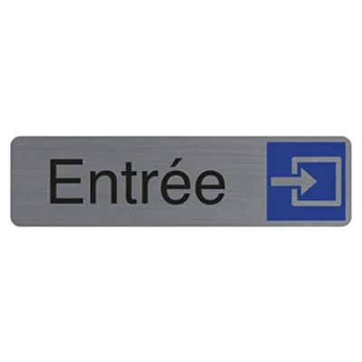Imagen de Exacompta Ref. 67171E placa de puerta adhesiva para entrada, pared impresa señalización, en todos los soportes Aspecto aluminio cepillado, tamaño: 16,5 x 4,4 cm